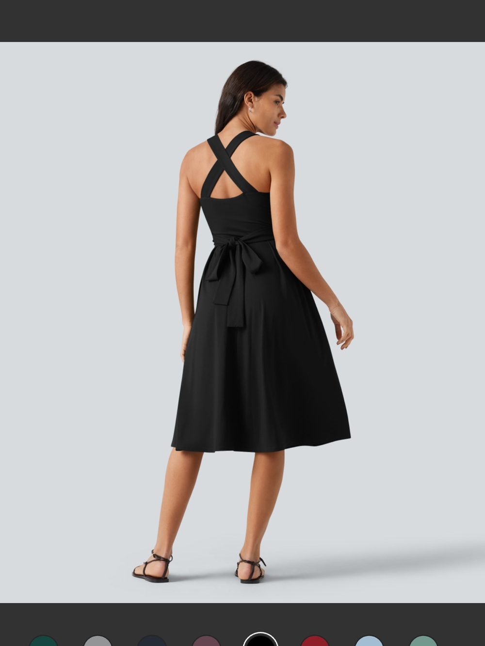 Halara Sweetheart Neck
Sleeveless
Crisscross Tie-back Midi Dress Black - Picture 2 of 3